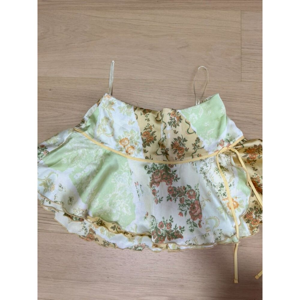 Kimchi Blue UO Fairycore Satin Floral Ruffle Mini Skirt